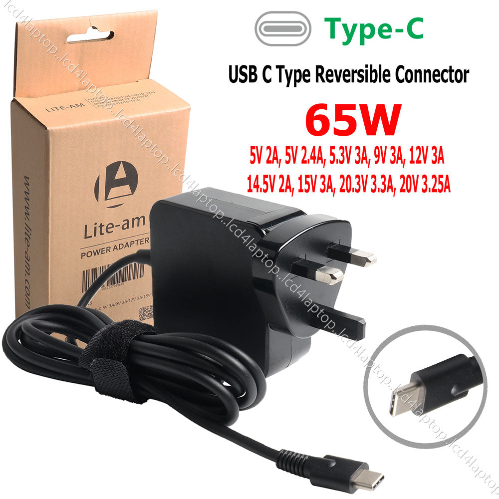 For Acer Spin 7 Acer R13 USB C 65W AC Adapter Charger UK Plug Replacement by Lite am