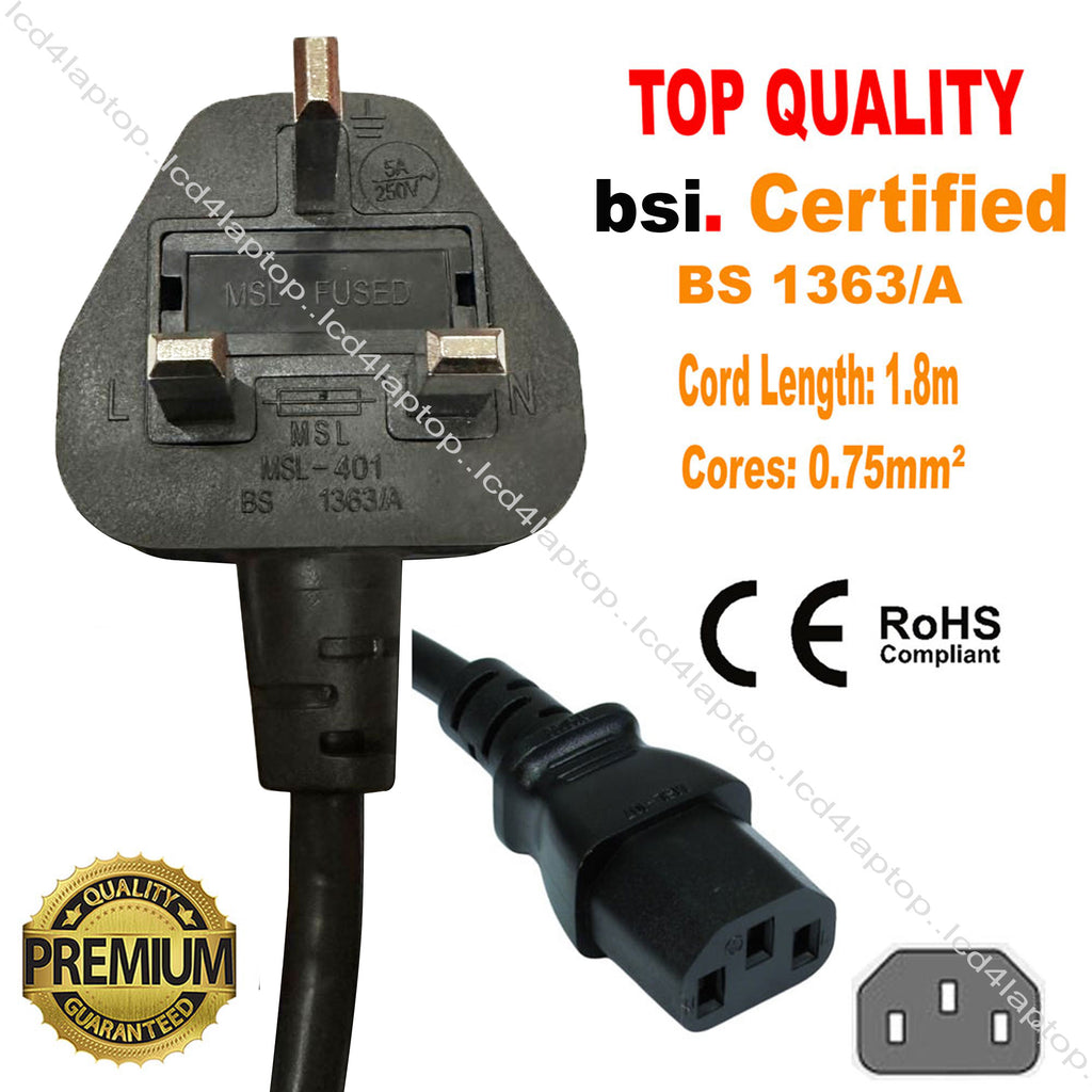 Mains Power Cable Lead For Dell U2515H (2015) Monitor