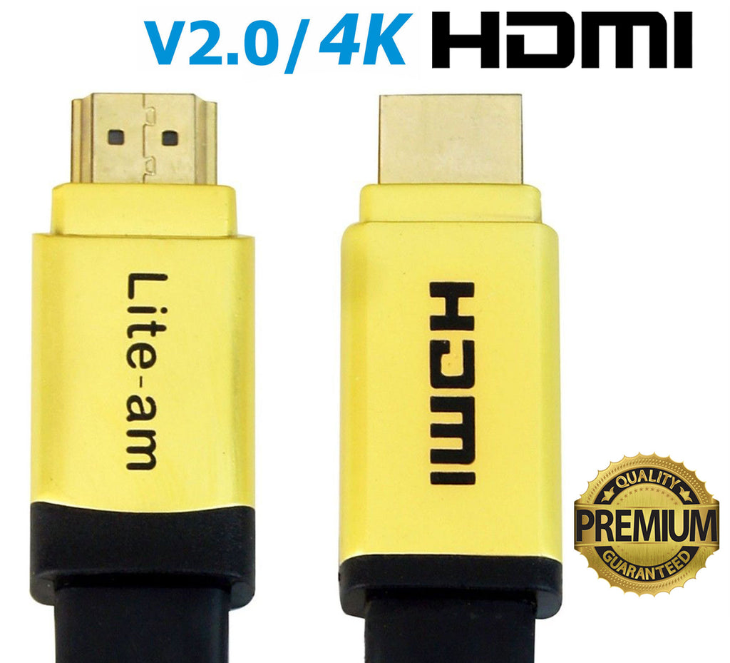 Flat HDMI Cable Lead 1m 2m 3m 4m 5m 6m 7m 8m 9m 10m 4K V2.0 1080p 3D - Lcd4Laptop