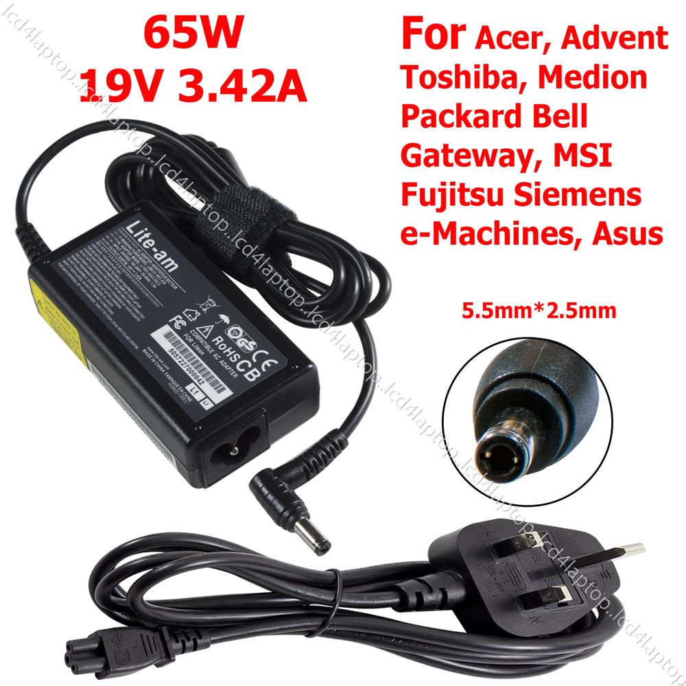 For Asus V550C BU400V Laptop AC Adapter Charger PSU 65W 19V 3.42A - Lcd4Laptop